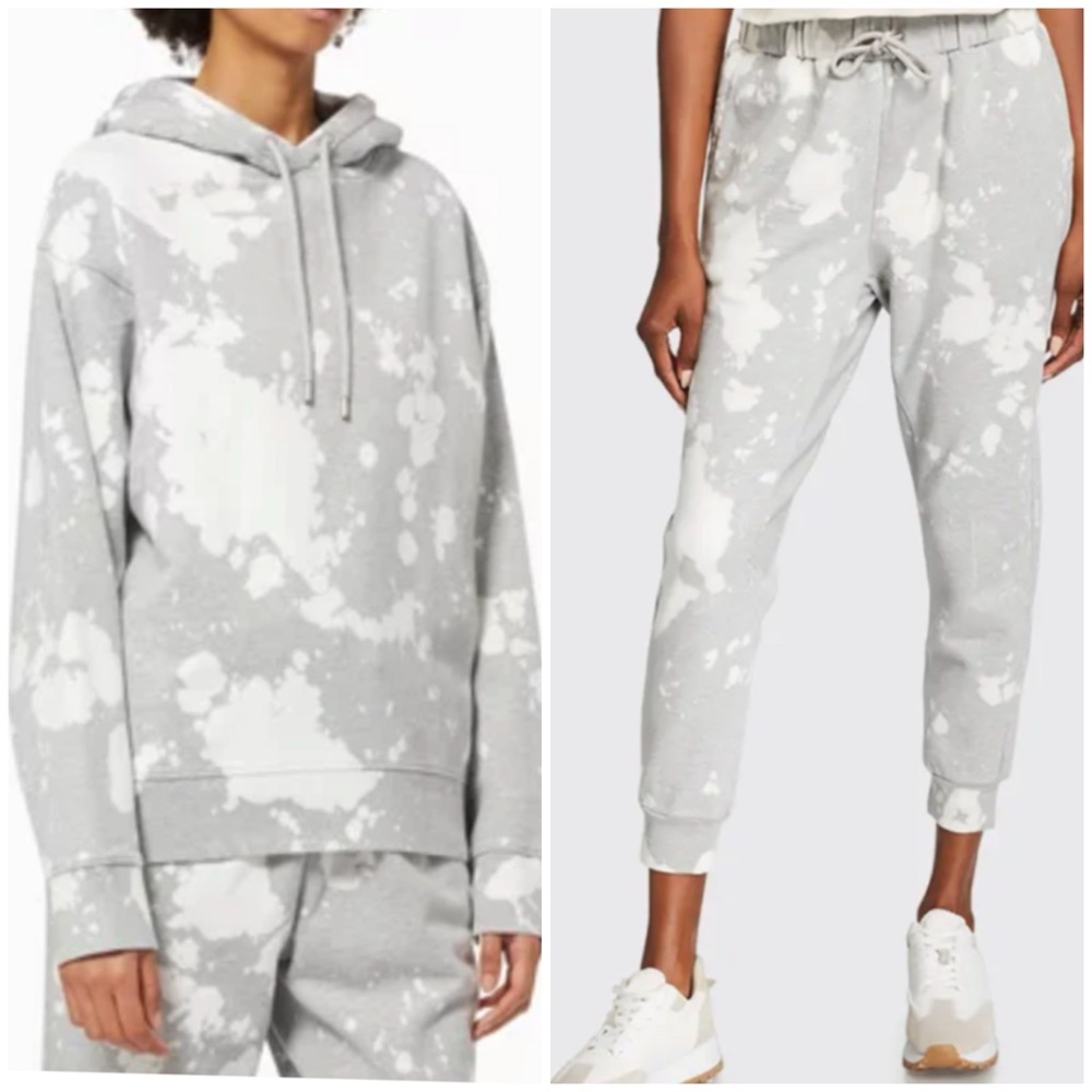 Frame Easy Tie Dye Hoodie & Sweatpants Jogger Set Outfit Size S Gray Athleisure